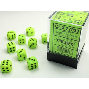 Chessex - 12mm D6 Vortex - Dice Block (36) - Bright Green/Back