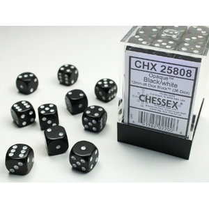 Chessex - 12mm D6 Opaque - Dice Block (36) - Black/White