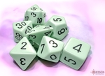 Chessex- Polyhedral Set (7) - Opaque Pastel Green/Black-gaming-The Games Shop