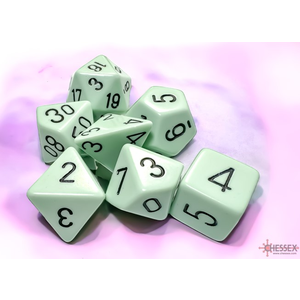 Chessex- Polyhedral Set (7) - Opaque Pastel Green/Black