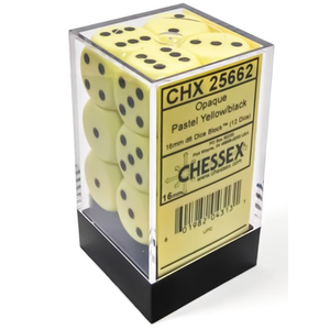 Chessex - 16mm D6 (12) Opaque - Pastel Yellow/Black