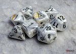 Chessex Dice - Lab Polyhedral Set (7) - Marble Calcite/Black (with bonus Die)-card & dice games-The Games Shop