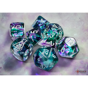 Chessex Dice - Lab Polyhedral Set (7) - Nebula Fluorite/White (with bonus Die)