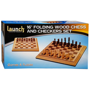 Launch Chess & Checkers - 16" Wooden Folding