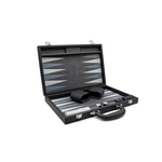 Backgammon - 15" Black Leather Textured-board games-The Games Shop