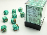 Chessex - 12mm D6 Marble - Dice Block (36) - OxiCopper/white-board games-The Games Shop