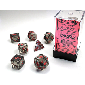 Chessex Dice - Polyhedral Set (7) - Translucent Smoke/Red