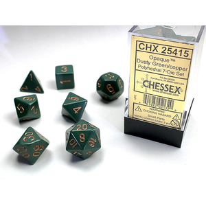 CHESSEX DICE - POLYHEDRAL SET (7) - OPAQUE GREEN / COPPER