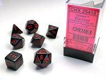 CHESSEX DICE - POLYHEDRAL SET (7) - OPAQUE BLACK/RED-gaming-The Games Shop