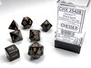 CHESSEX DICE - POLYHEDRAL SET (7) - OPAQUE BLACK / GOLD-gaming-The Games Shop