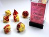 CHESSEX DICE - POLYHEDRAL SET (7) - GEMINI RED-YELLOW/SLIVER-gaming-The Games Shop