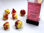 CHESSEX DICE - POLYHEDRAL SET (7) - GEMINI RED-YELLOW/SLIVER-gaming-The Games Shop