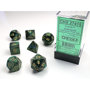 Chessex Dice - Polyhedral Set (7) - Scarab Jade/Gold