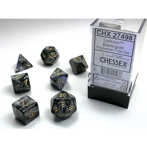 Chessex Dice - Polyhedral Set (7) - Lustrous Black/Gold