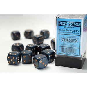 CHESSEX DICE - 16MM D6 (12) OPAQUE DUSTY/BLUE/COPPER